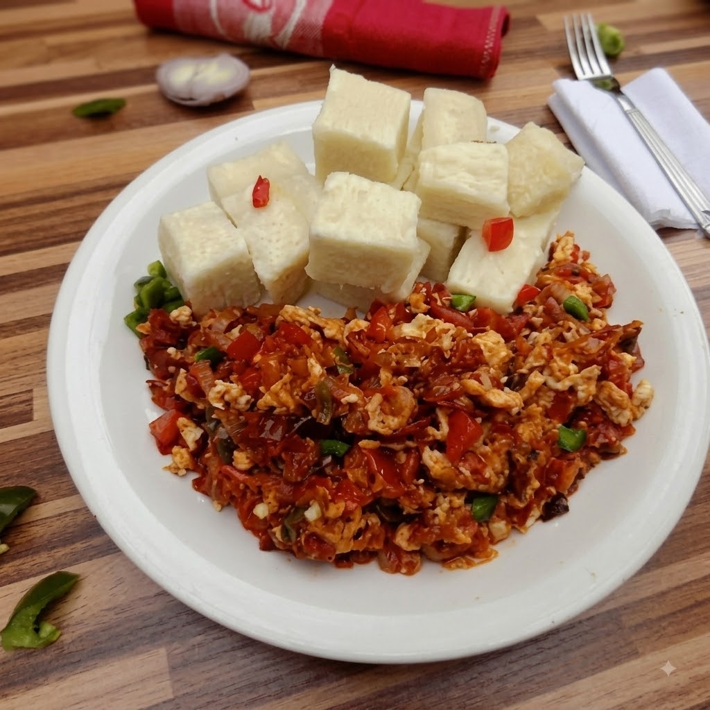 Boiled Yam with Egg Sauce
